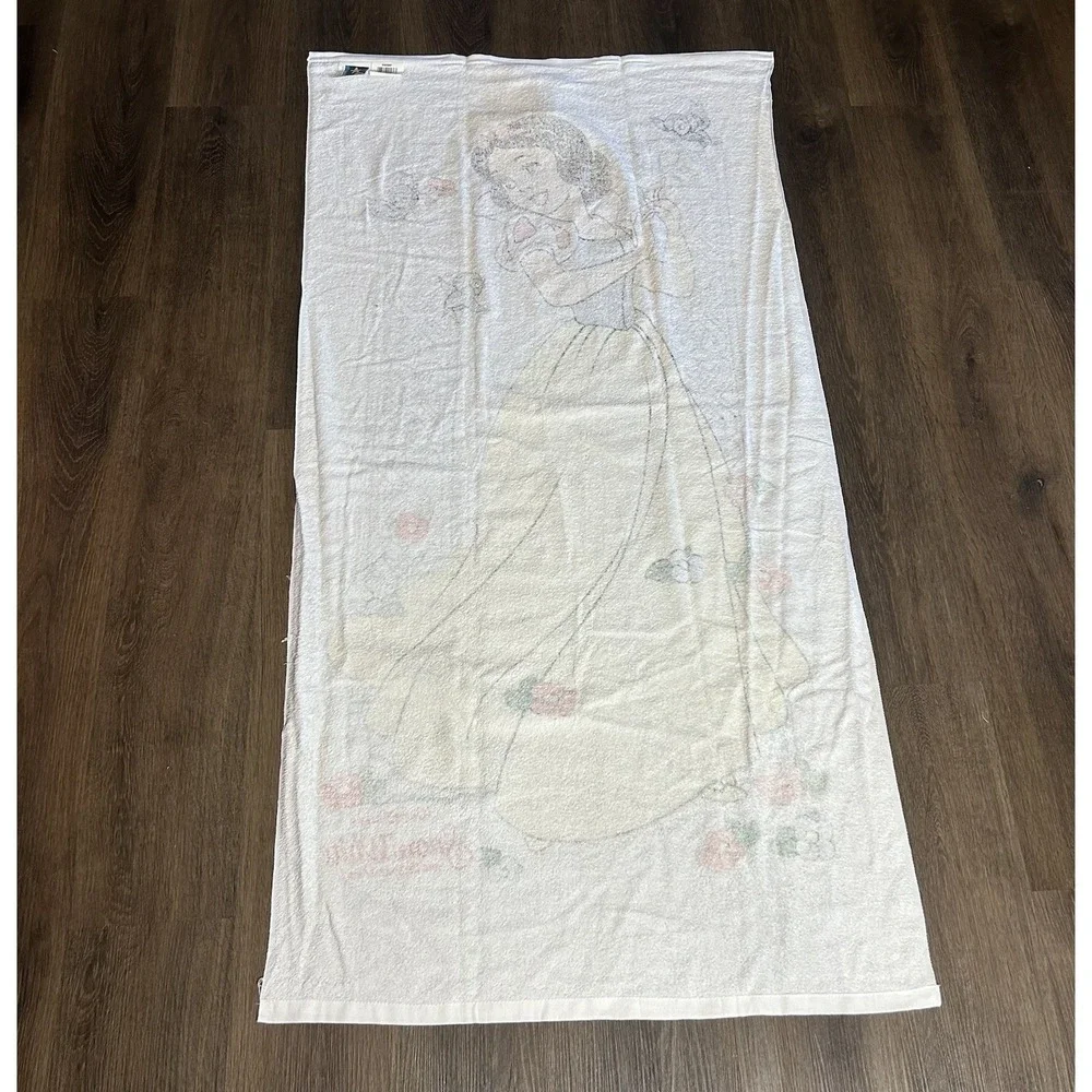 Vtg Franco Snow White Seven Dwarfs Beach Towel Disney Princess White 90s NEW